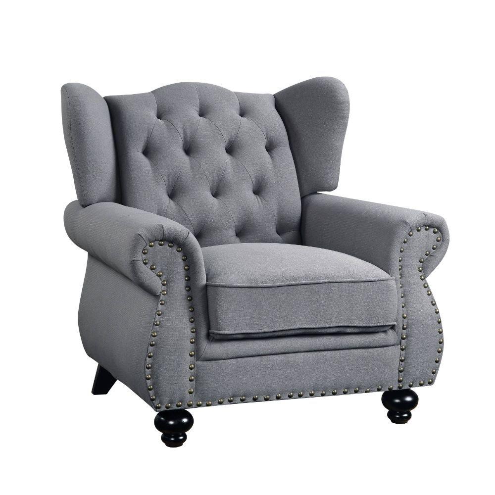 Traditional Chair Hannes 53282 in Gray Fabric
