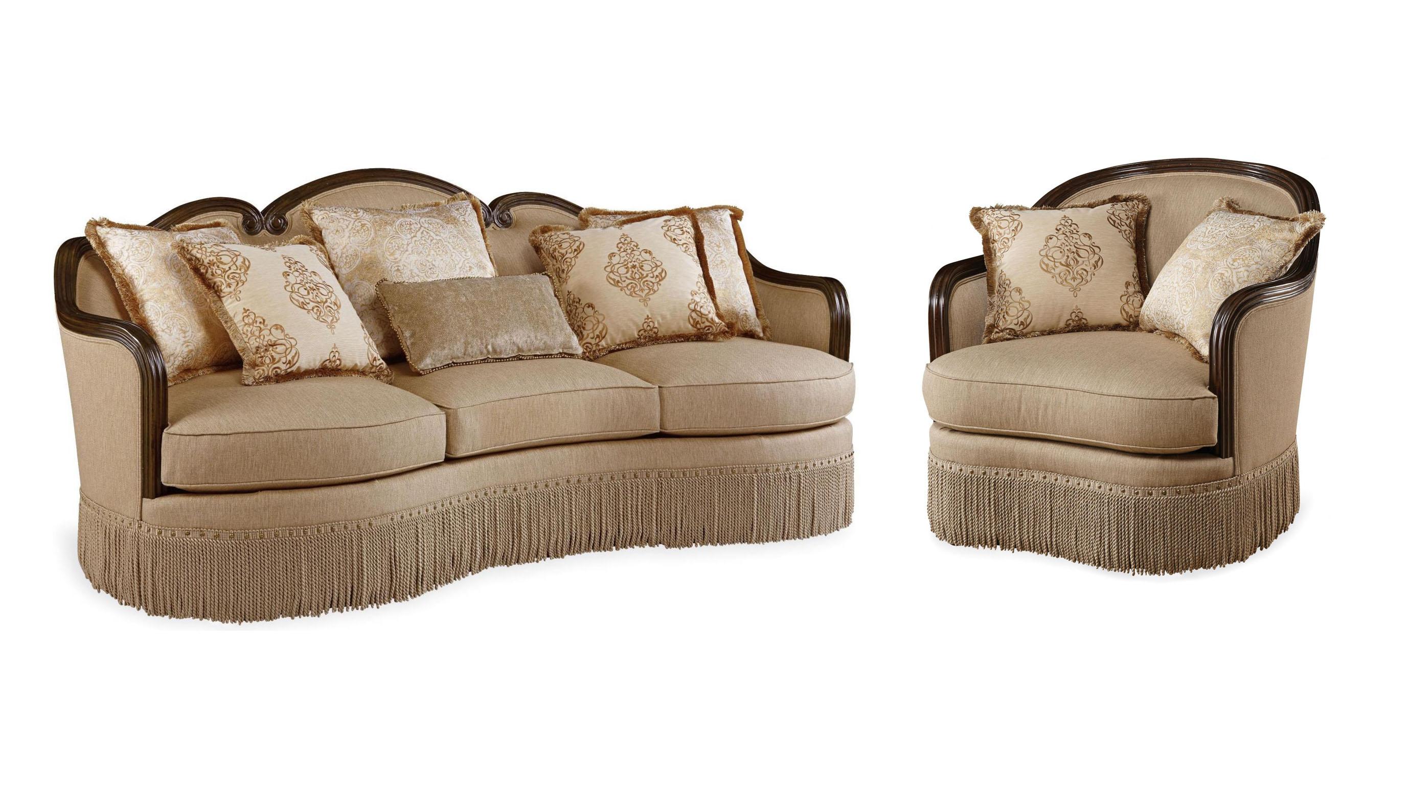 Contemporary Sofa and Chair Giovanna 509501-5327AB-2pcs in Beige Fabric