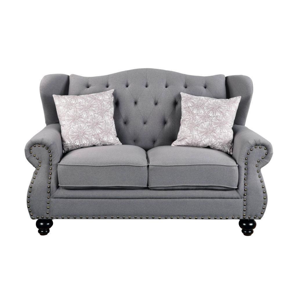 

    
Traditional Gray Fabric Loveseat by Acme Hannes 53281
