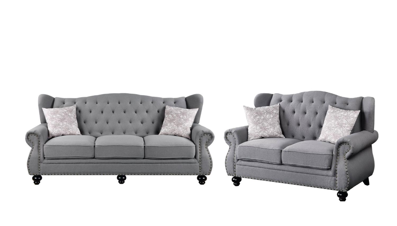 

    
Traditional Gray Fabric Sofa + Loveseat by Acme Hannes 53280-2pcs
