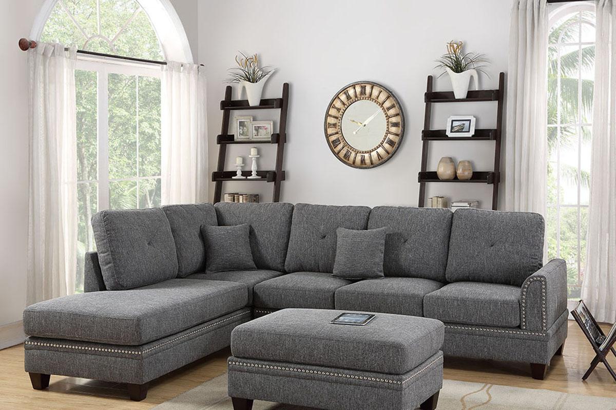 Traditional Sectional Sofa F6511 F6511 in Gray Fabric