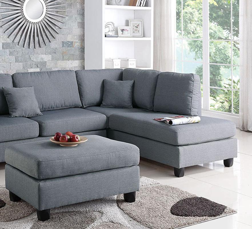 

    
Poundex Furniture F7606 Sectional Sofa Set Gray F7606
