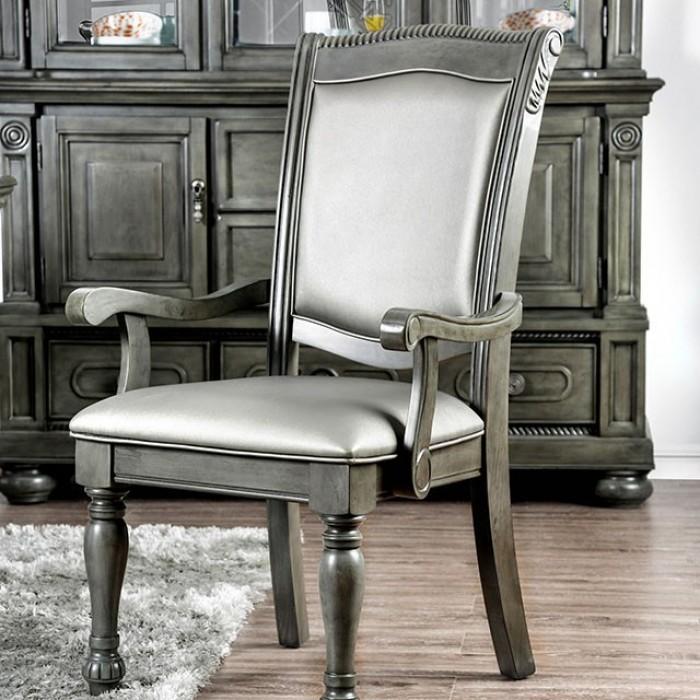 

    
Transitional Gray & Silver Leatherette Arm Chairs Set 2pcs Furniture of America CM3350GY-AC-2PK Alpena
