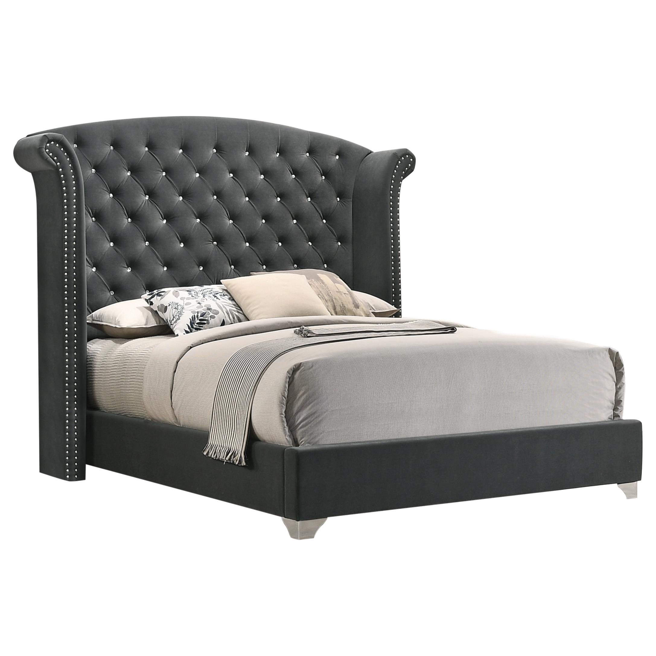 

    
Traditional Gray Matte Velvet CAL Bed Coaster 223381KW Melody
