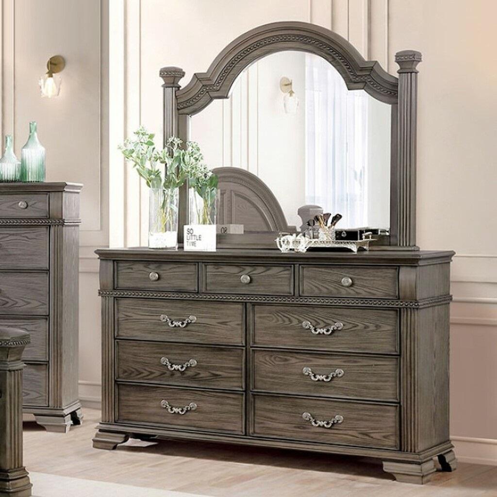 

    
Traditional Gray Solid Wood Dresser w/Mirror Furniture of America FOA7144GY-D Pamphilos
