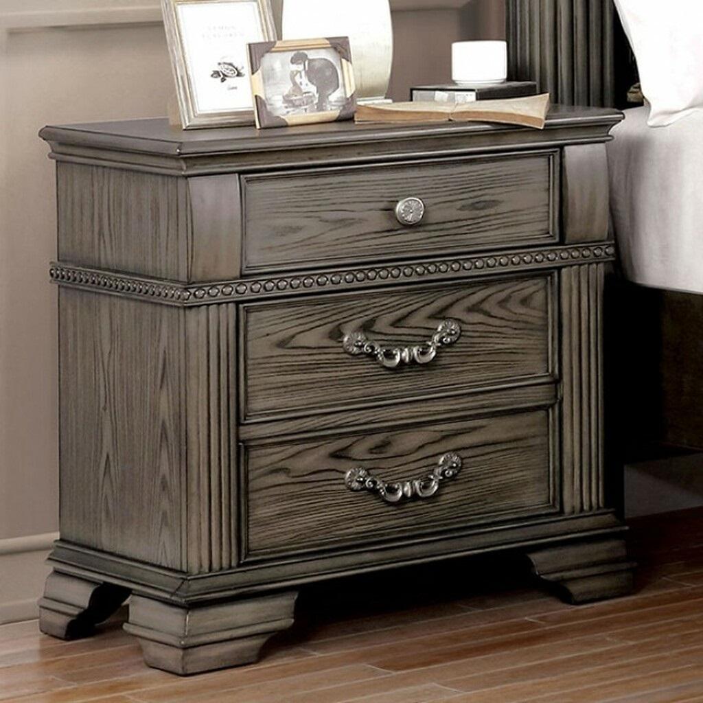 

    
Traditional Gray Solid Wood Nightstand Furniture of America FOA7144GY-N Pamphilos
