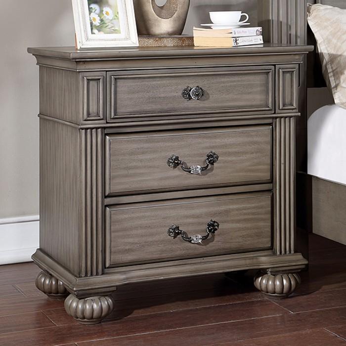 

    
Traditional Gray Solid Wood Nightstand Furniture of America Syracuse CM7129GY-N

