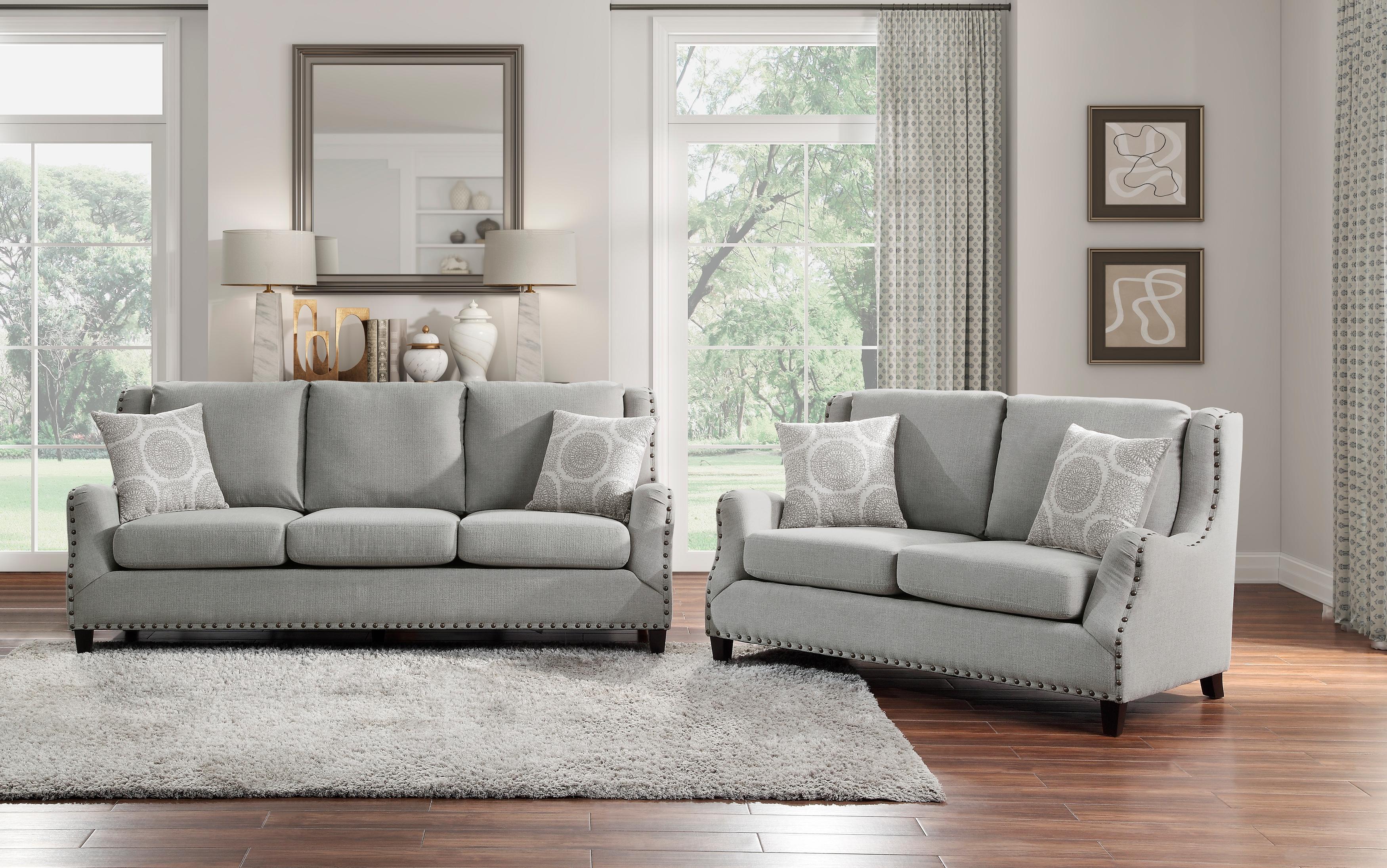 Traditional Living Room Set 9339GY-2PC Halton 9339GY-2PC in Gray 