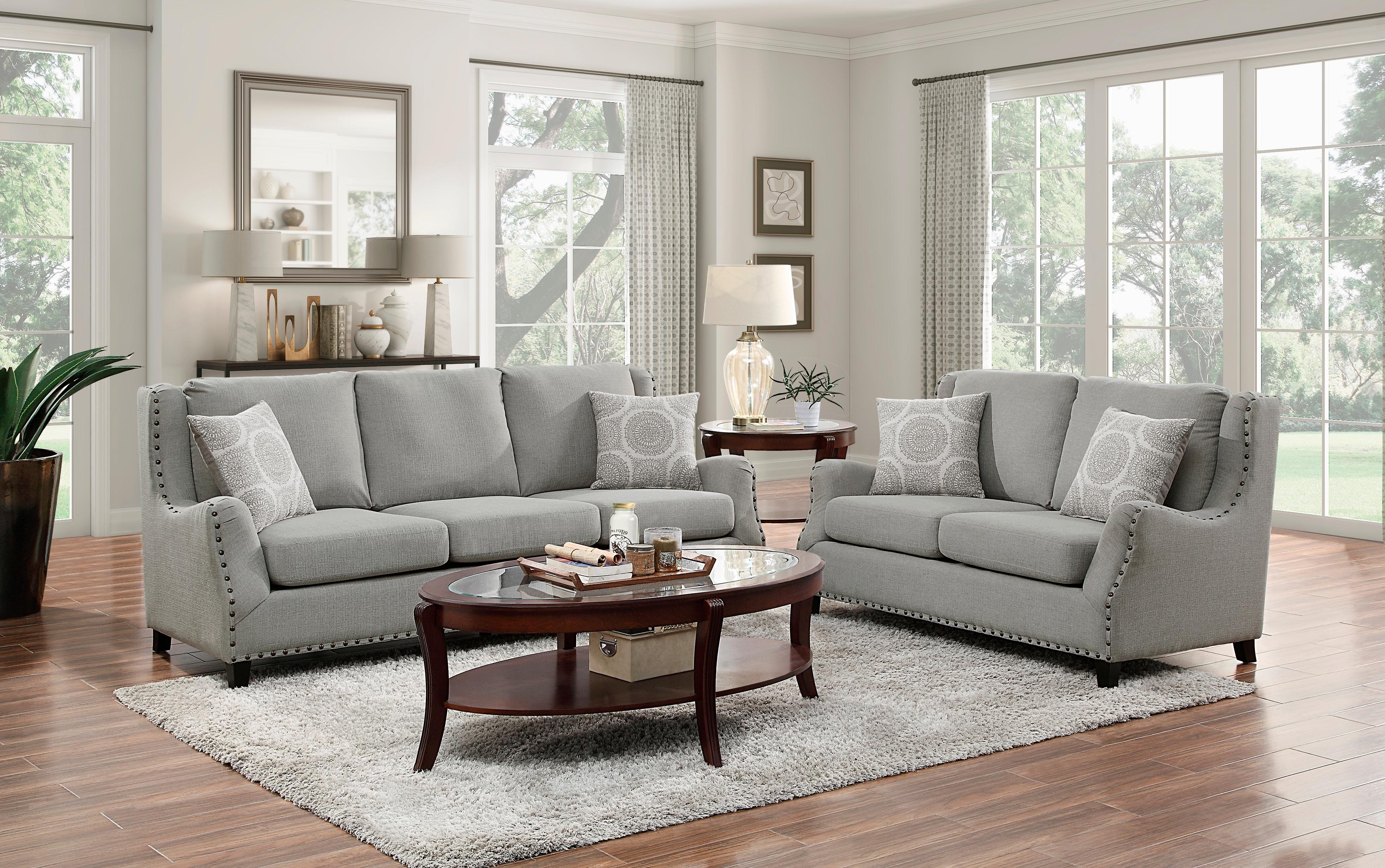 

    
Traditional Gray Textured Living Room Set 2pcs Homelegance 9339GY Halton
