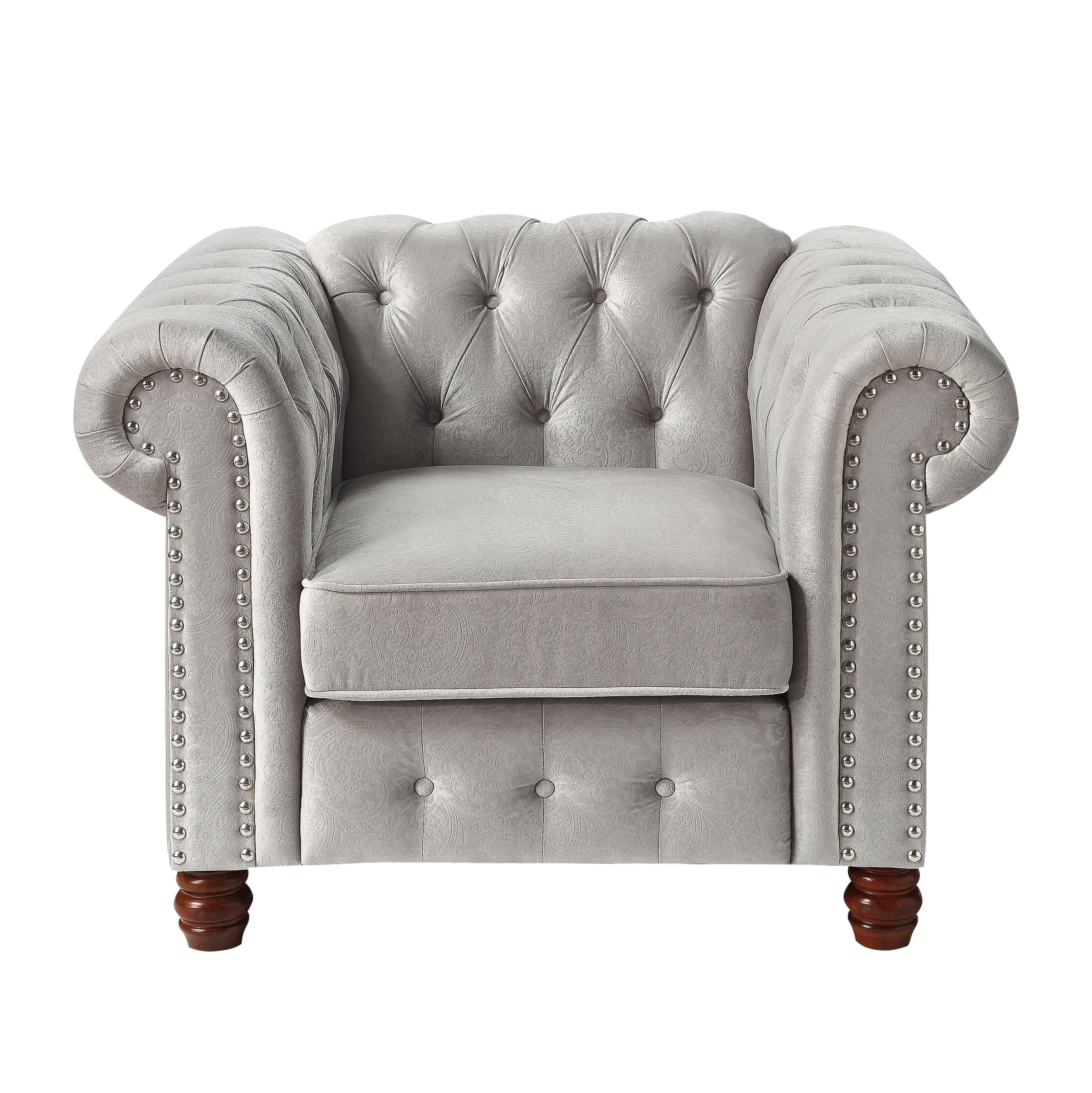 Traditional Arm Chair 9326GY-1 Welwyn 9326GY-1 in Gray Velvet