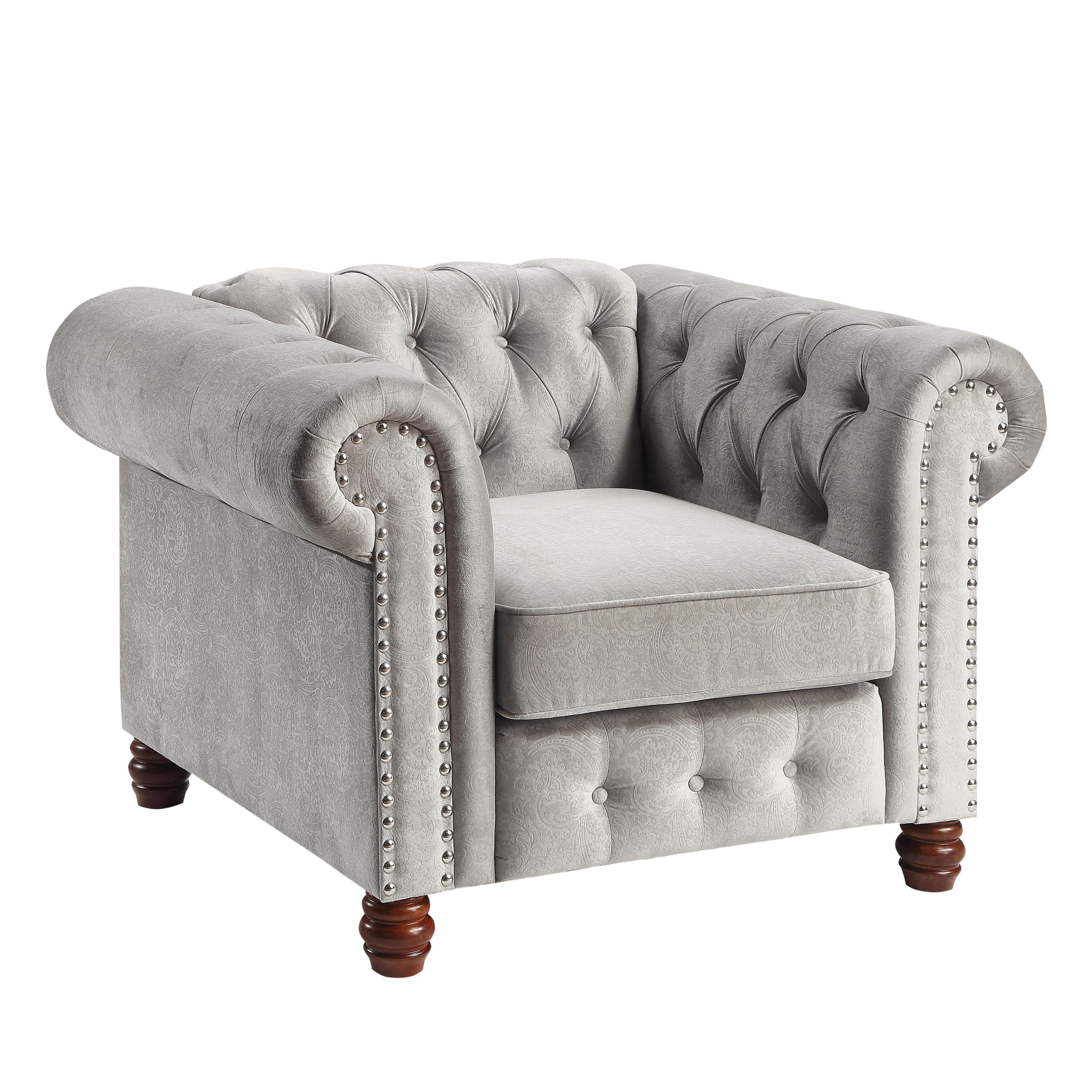 

    
Traditional Gray Velvet Arm Chair Homelegance 9326GY-1 Welwyn
