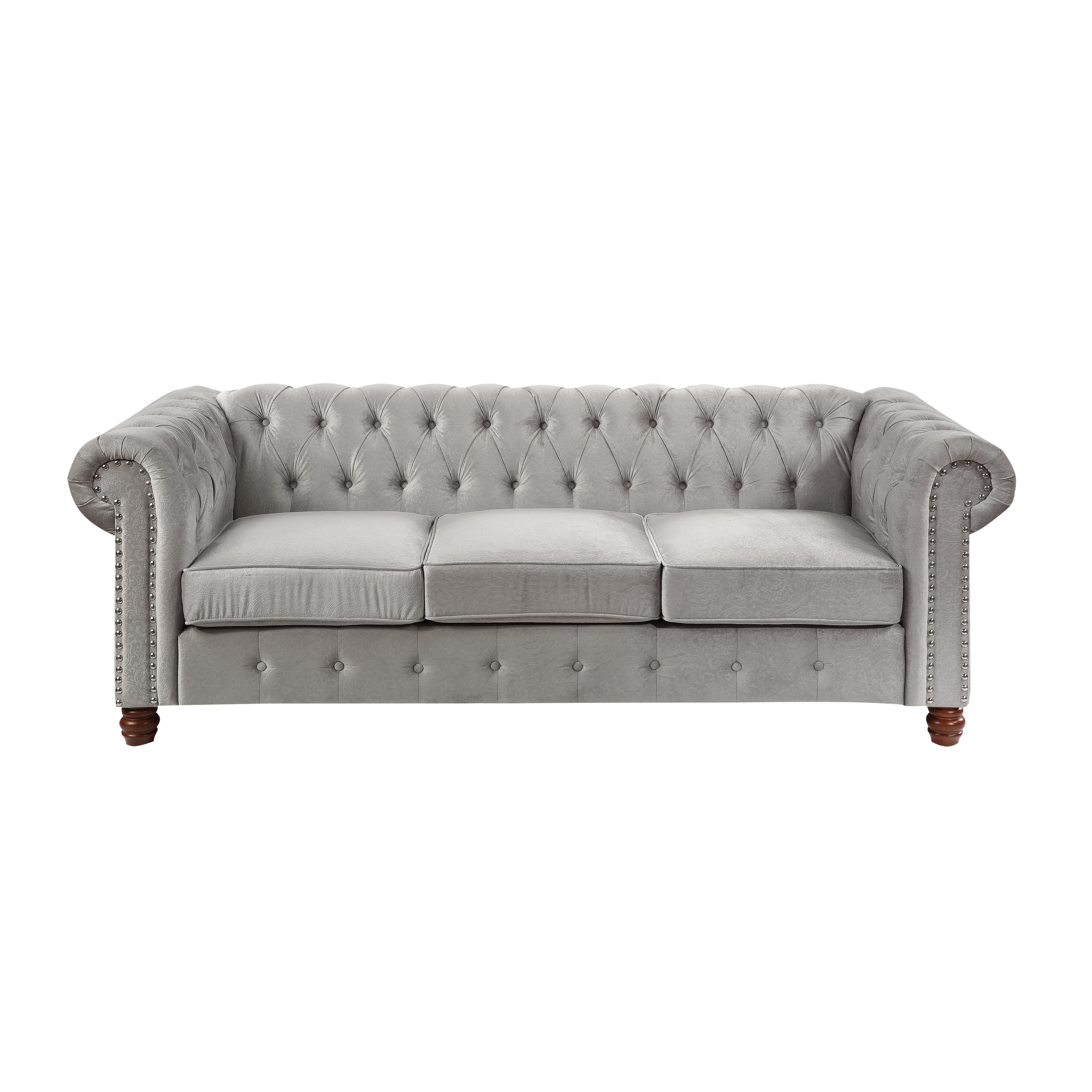 

    
Traditional Gray Velvet Sofa Homelegance 9326GY-3 Welwyn
