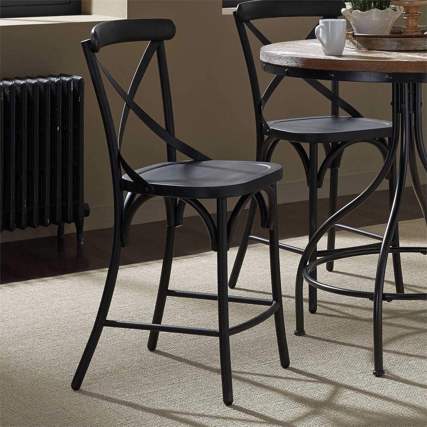 

    
Distressed Metal Finish Black Counter Chairs 2pcs  179-B300524-B Liberty Furniture
