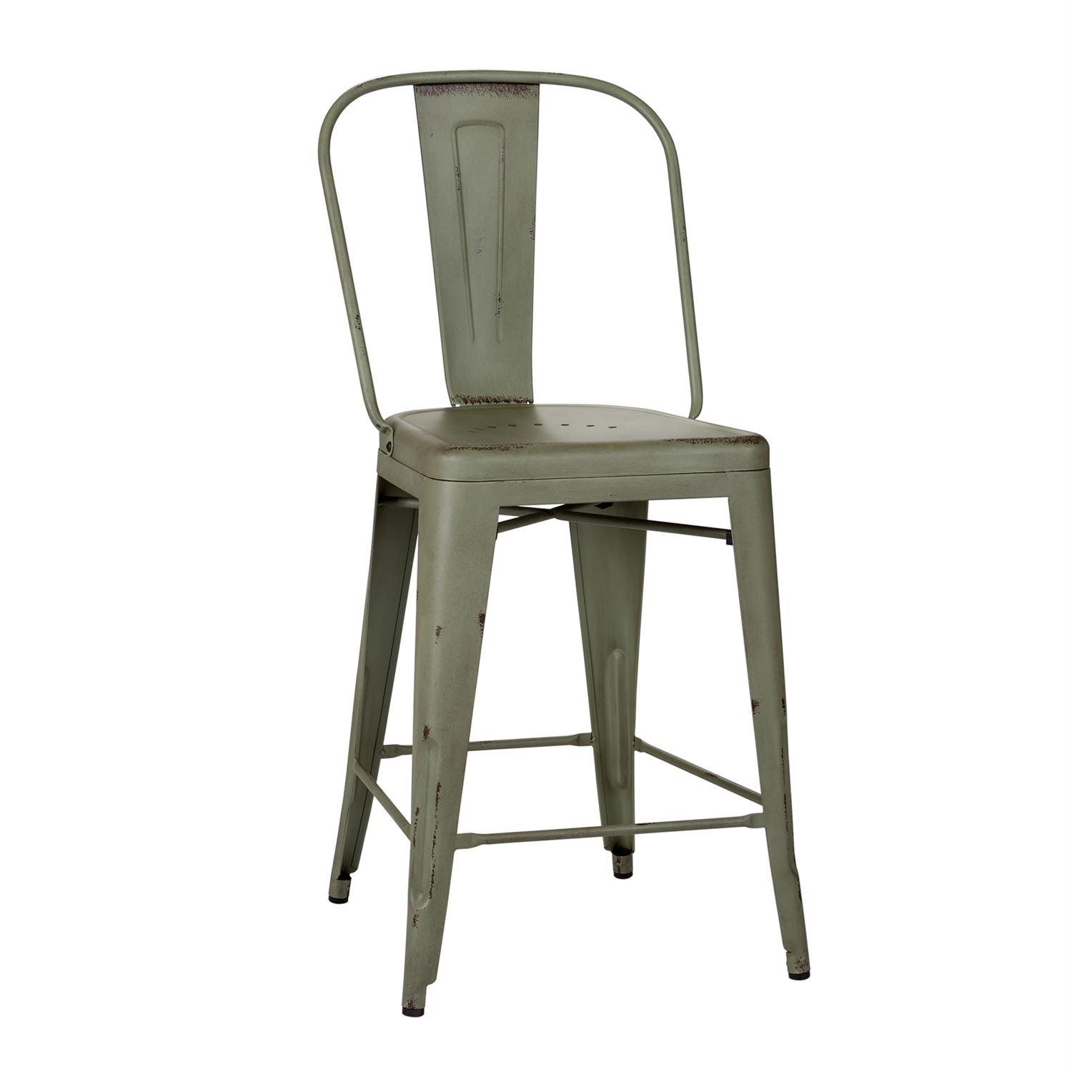 

    
Distressed Metal Finish Green Counter Chairs 2pcs 179-B350524-G Liberty Furniture
