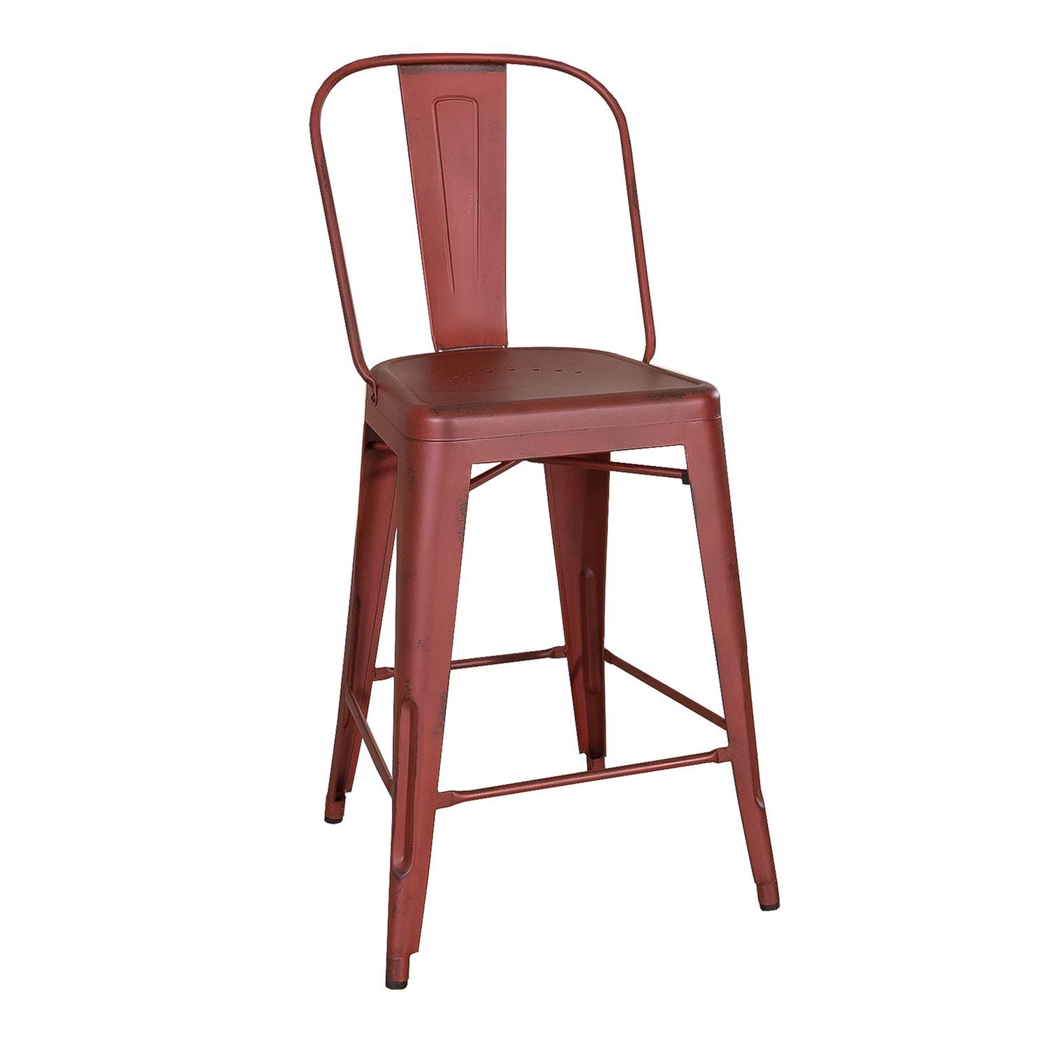 Traditional Counter Chair Vintage Series  (179-CD) Counter Chair 179-B350524-R in Red, Gray Metal