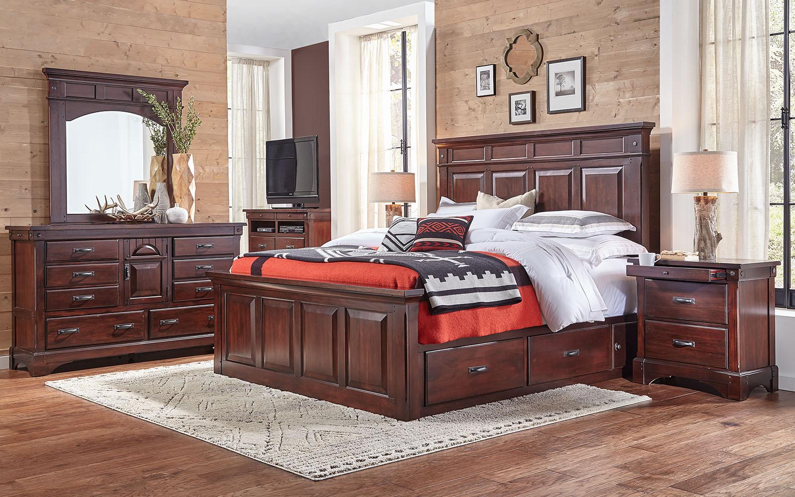 

    
Traditional Queen Storage Bedroom Set 4Ps Mahogany KALRM5031 A-America Kalispell
