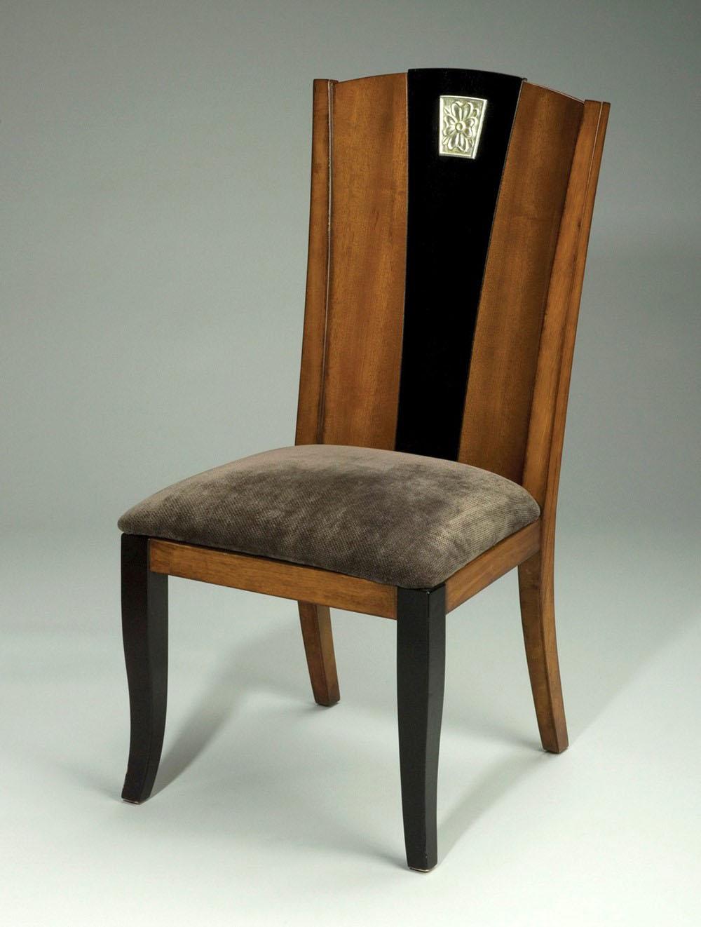 Classic, Traditional Dining Side Chair 38640 AA-38640-DCH-Set-2 in Light Brown, Cappuccino, Brown, Black Fabric