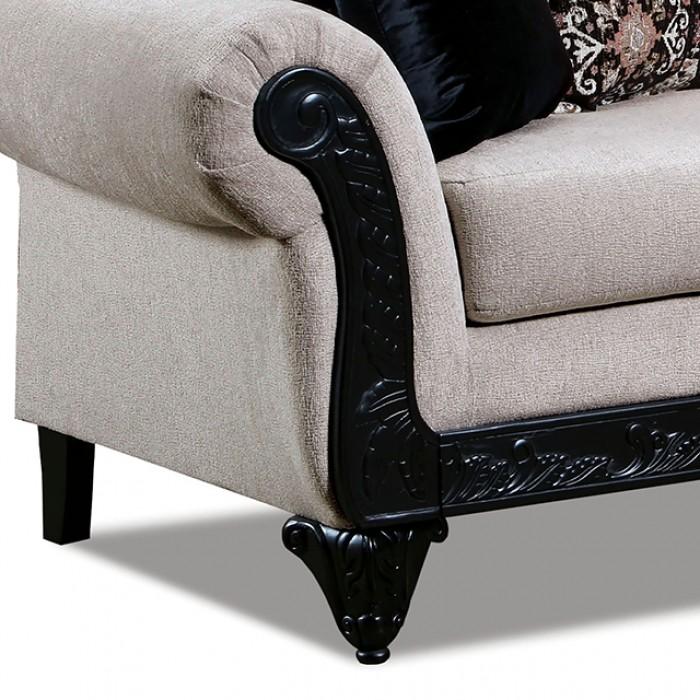 

    
Traditional Light Brown/Black Solid Wood Sofa Furniture of America Molfetta SM7304-SF-S
