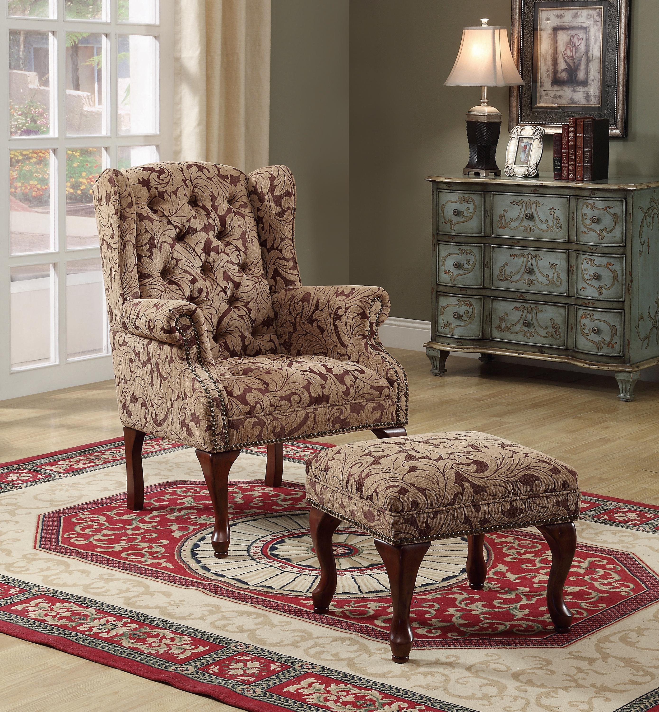 

    
Traditional Light Brown & Burgundy Fabric Accent Chair Set 2pcs Coaster 3932B
