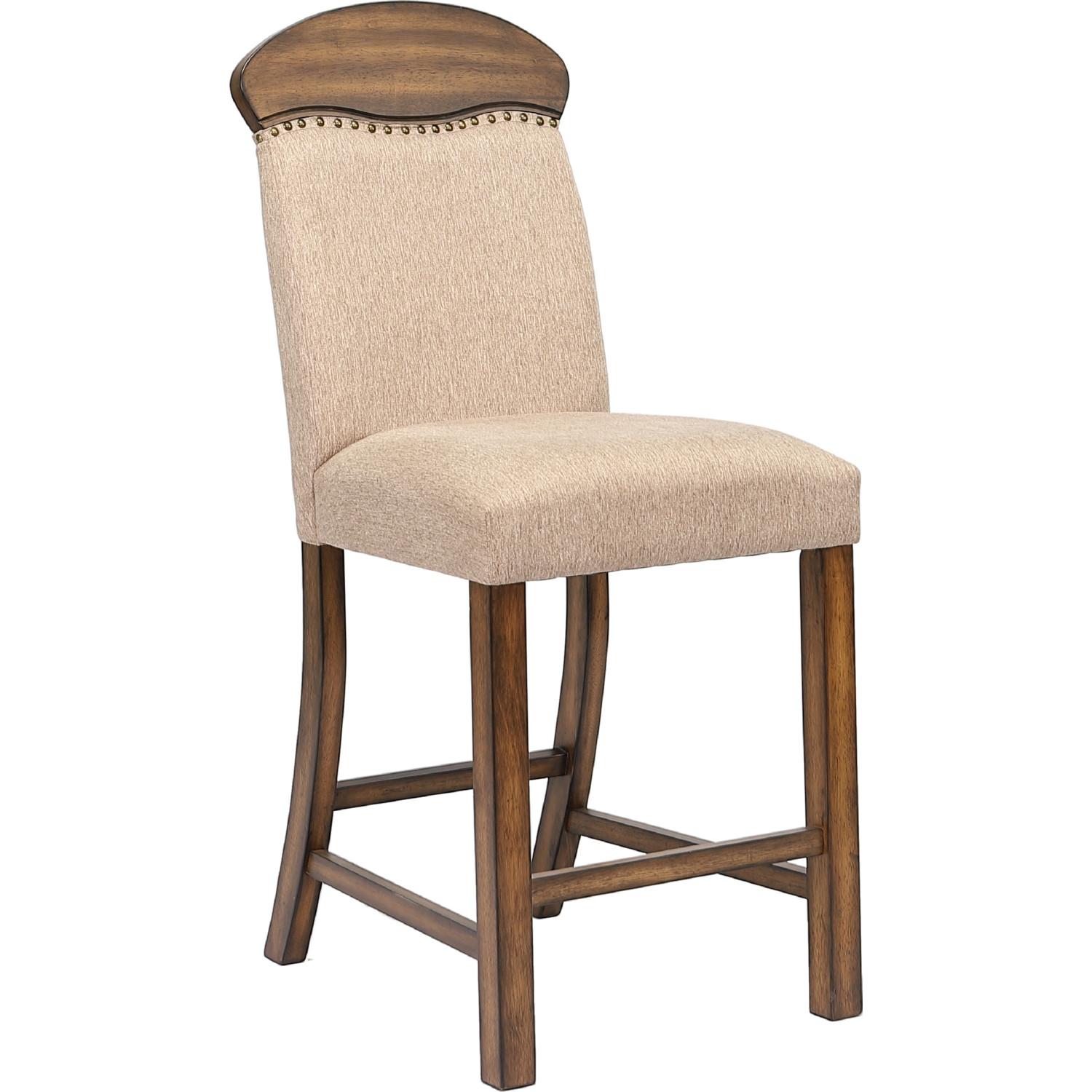 Traditional Counter Chair Set Maurice 72462-2pcs in Brown Oak Linen