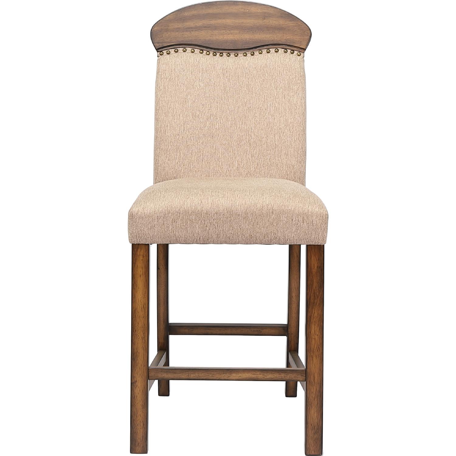 

    
Traditional Khaki Linen & Antique Oak 2 Counter Chairs Set by Acme Maurice 72462-2pcs
