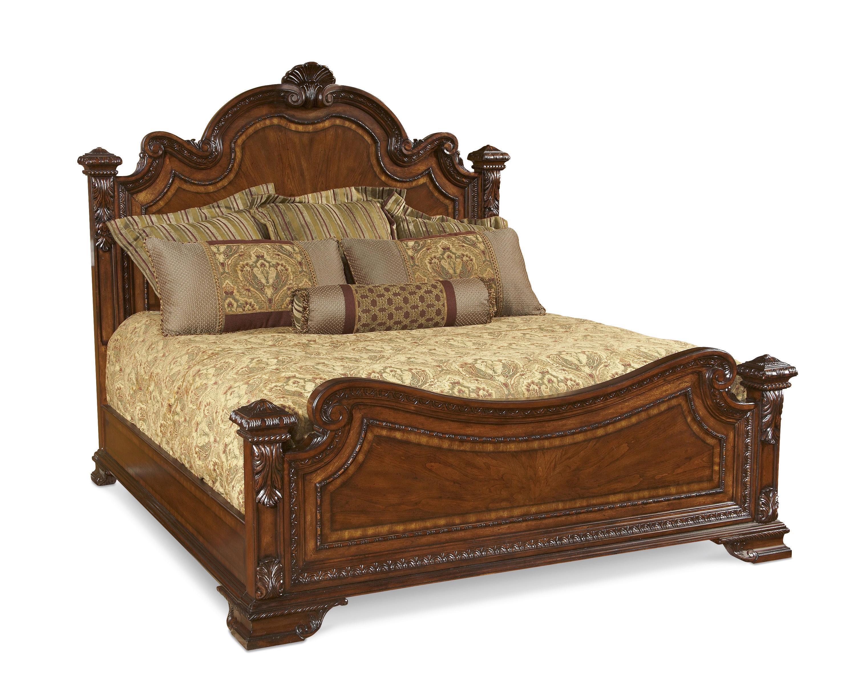 Traditional Panel Bed HD-80001 HD-80001-CK in Cherry, Brown Lacquer