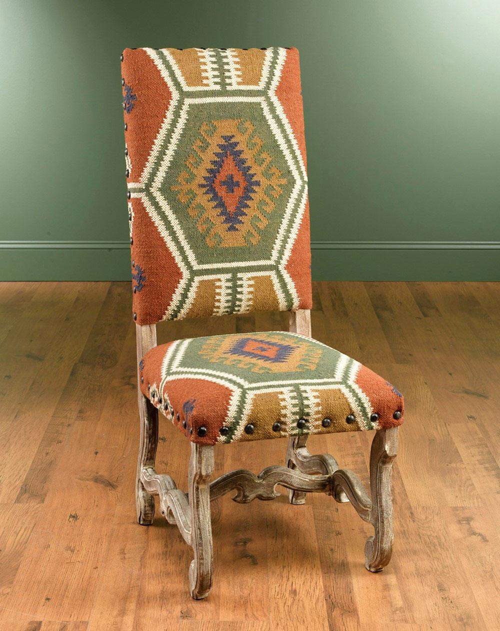 Classic, Traditional Dining Side Chair Kilim AA-48437-BRRD-DCH-Set-2 in Natural, Brown 