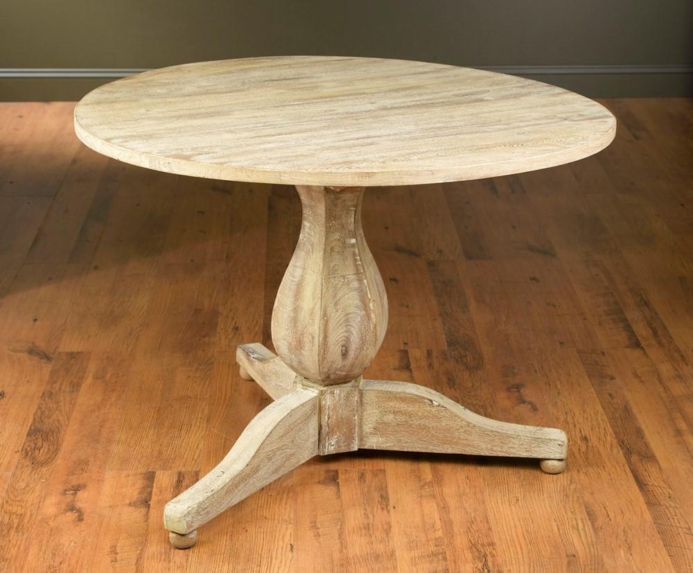

    
Traditional Natural Wood Round 3 Leg Pedestal Dining Table by AA Importing Classic
