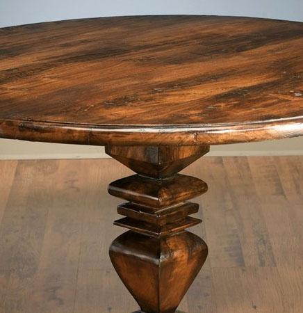 

    
Traditional Natural Wood Round Pedestal Pecan Finish Dining Table by AA Importing Hamptons Collection
