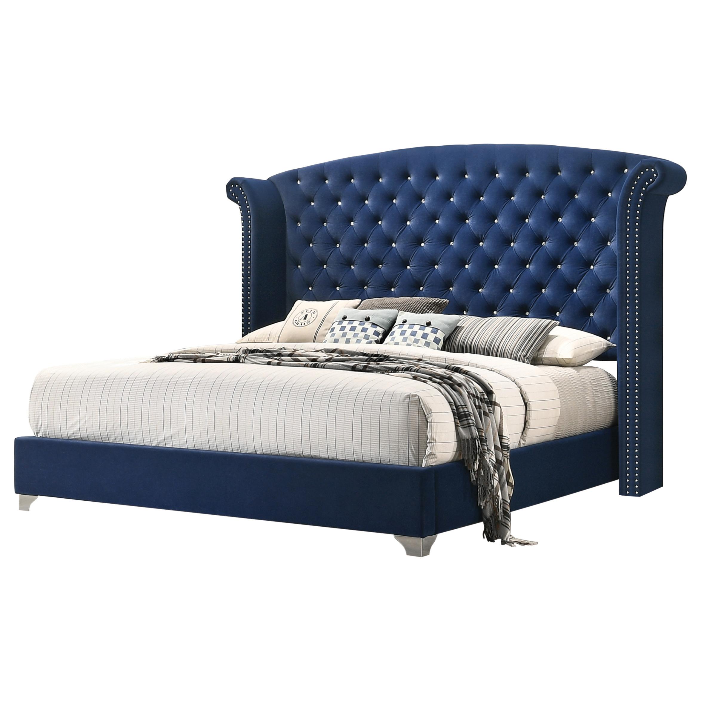 

    
Traditional Pacific Blue Matte Velvet CAL Bed Coaster 223371KW Melody
