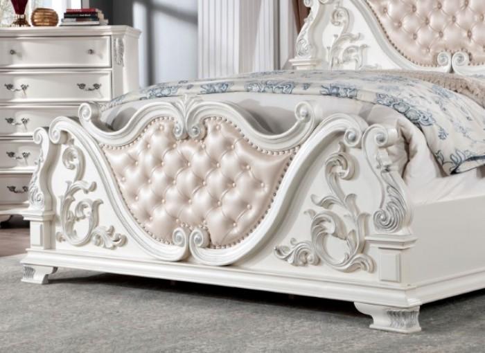 

    
Traditional Pearl White Solid Wood California King Platform Bed Furniture of America Esparanza CM7478WH-CK
