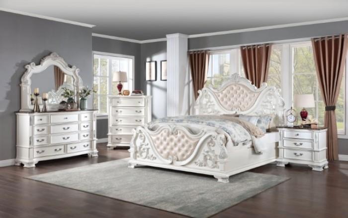 Traditional Panel Bedroom Set Esparanza California King Panel Bedroom Set 3PCS CM7478WH-CK-3PCS CM7478WH-CK-3PCS in Pearl White Leatherette
