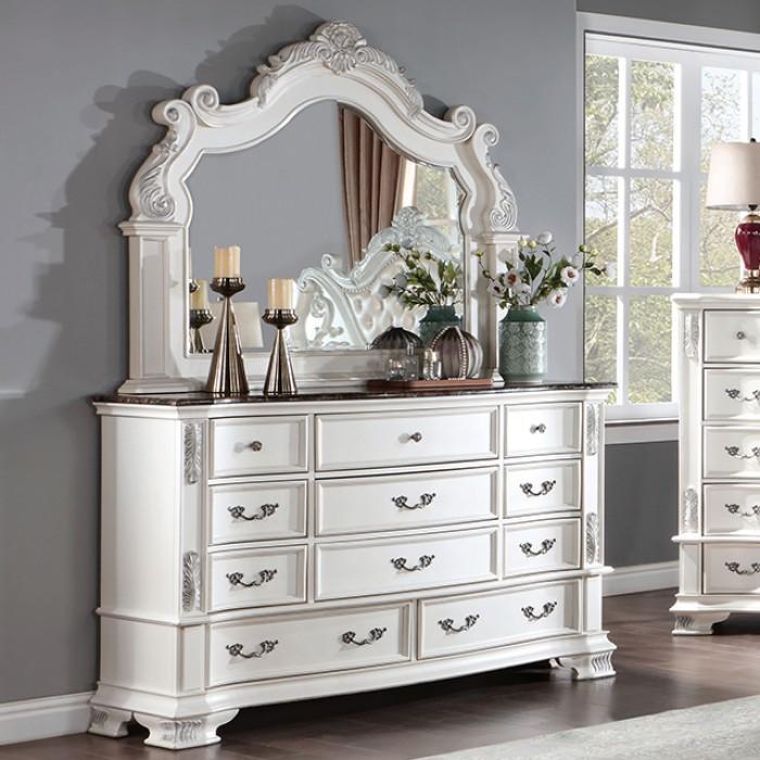 Traditional Dresser With Mirror Esparanza Dresser With Mirror CM7478WH-D-2PCS CM7478WH-D-2PCS in Pearl White 