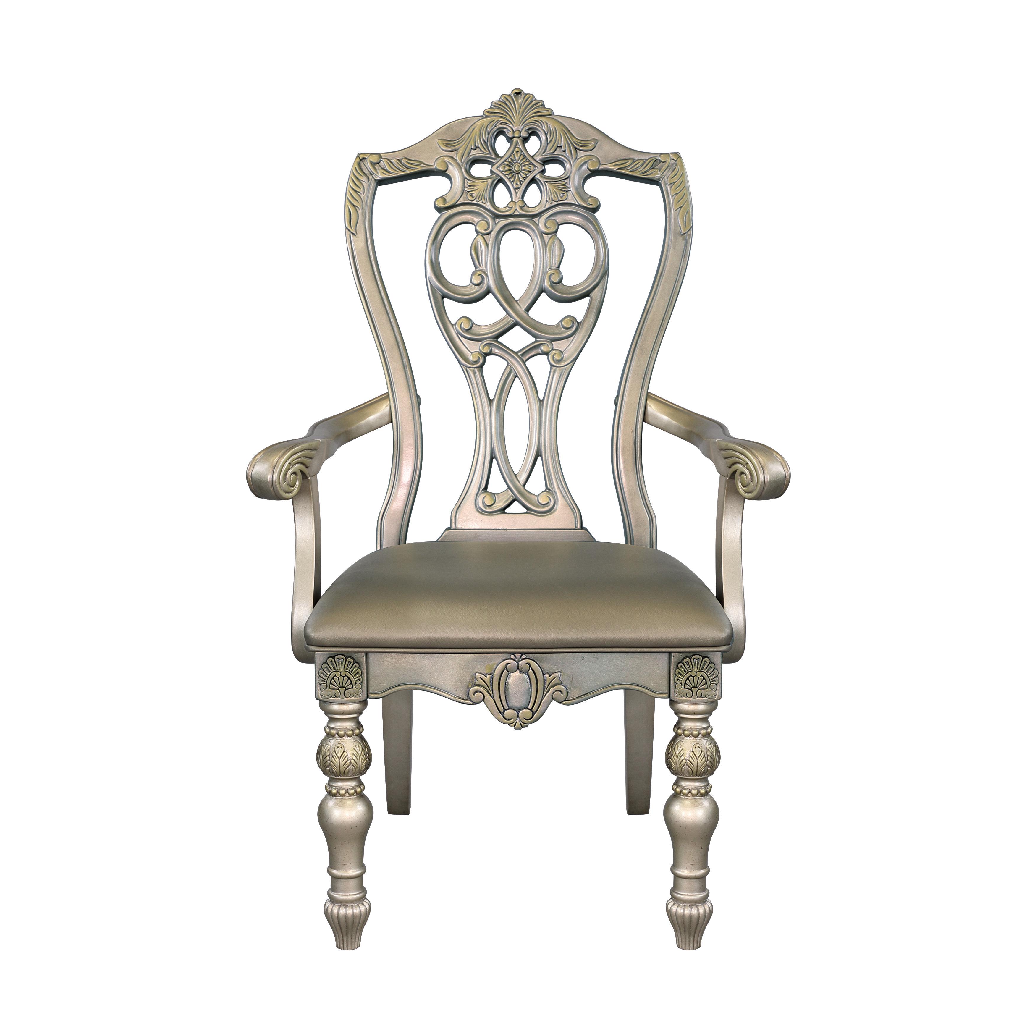Traditional Arm Chair Set 1824PGA Catalonia 1824PGA in Gold Faux Leather