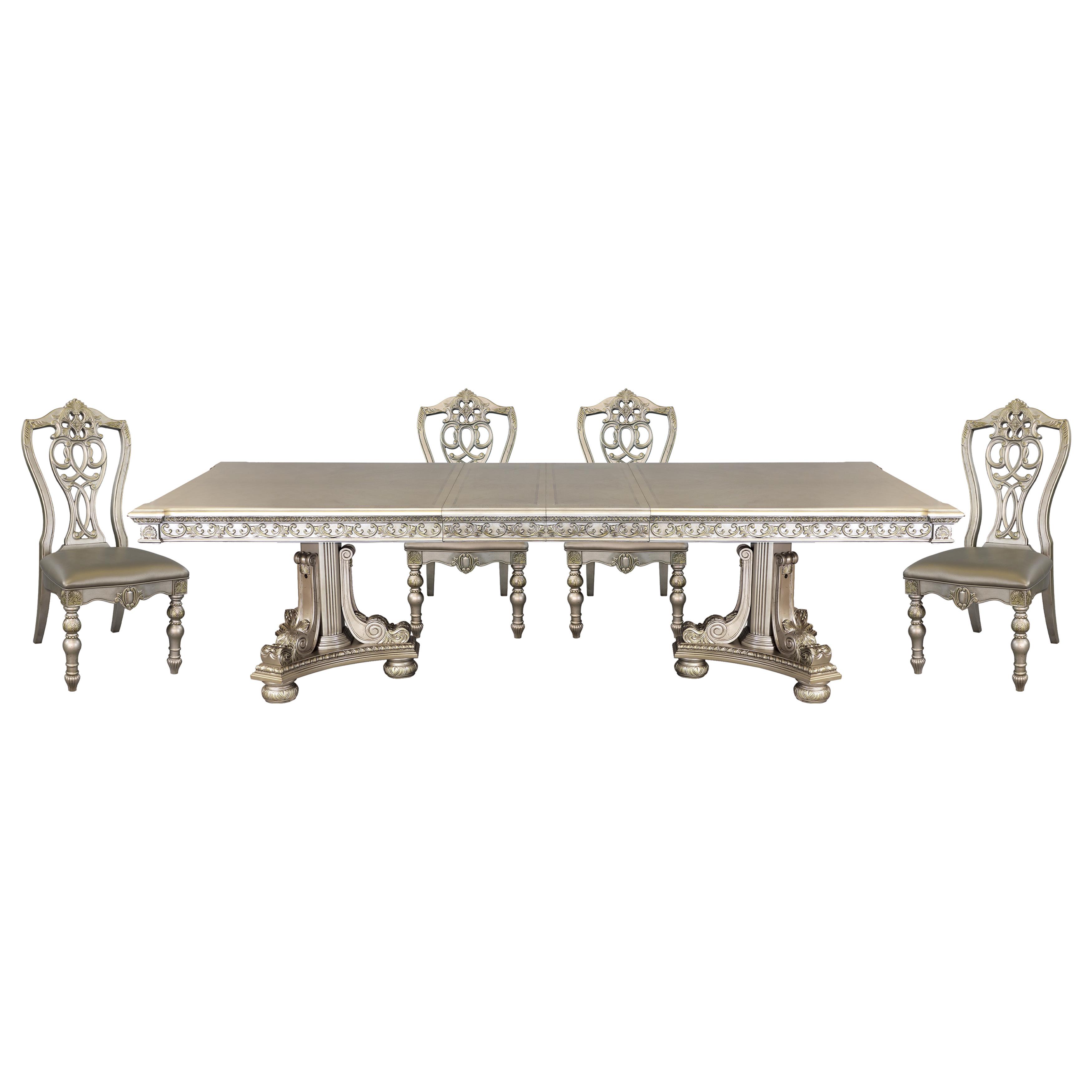 

    
Traditional Platinum Gold Wood Dining Room Set 5pcs Homelegance 1824PG-112* Catalonia
