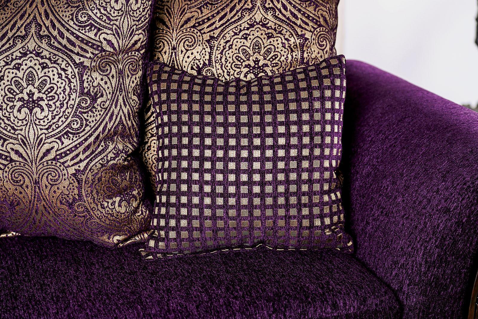 

    
SM7743-SF-2PC Traditional Purple Chenille Sofa and Loveseat Furniture of America Casilda
