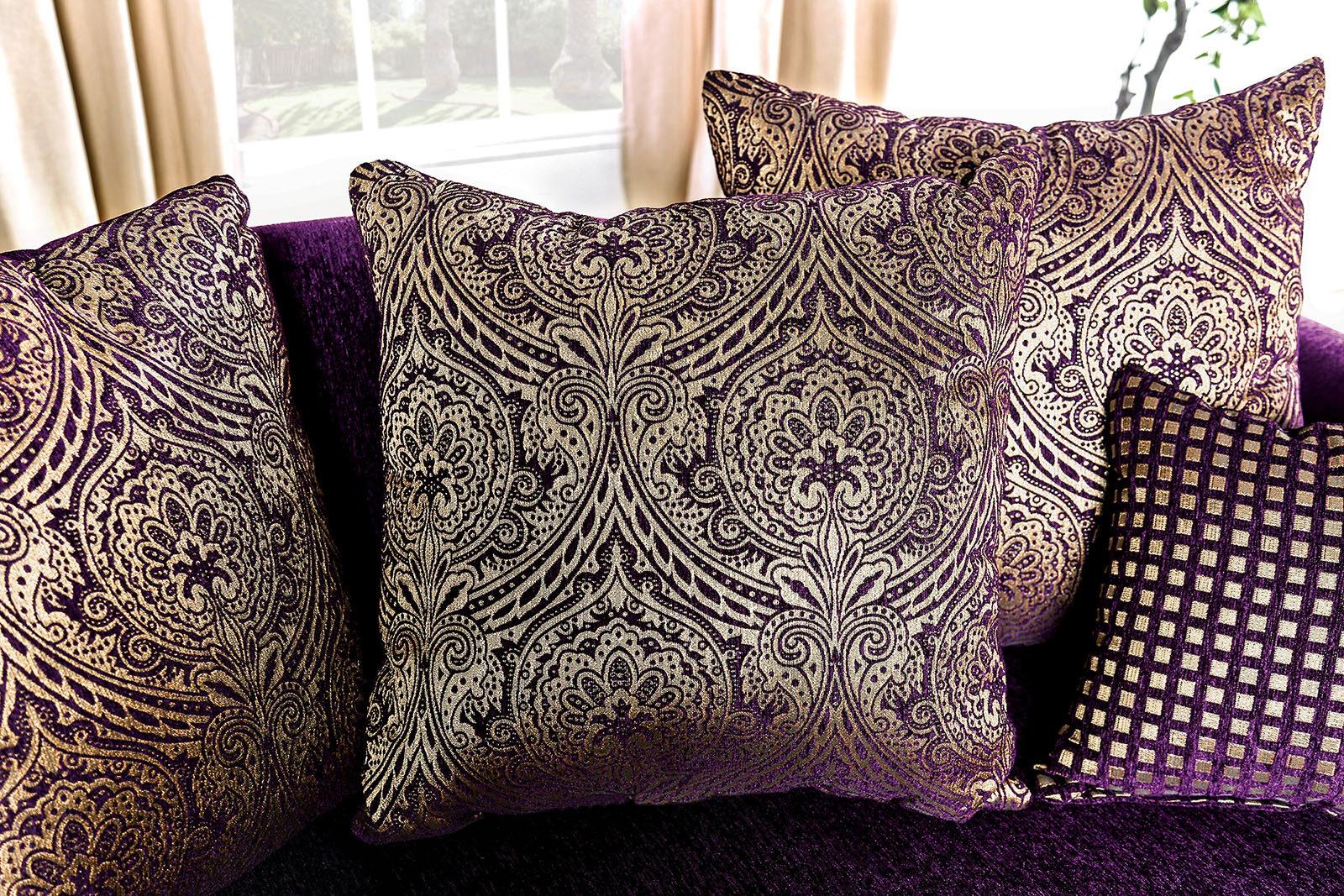 

                    
Buy Traditional Purple Chenille Sofa and Loveseat Furniture of America Casilda
