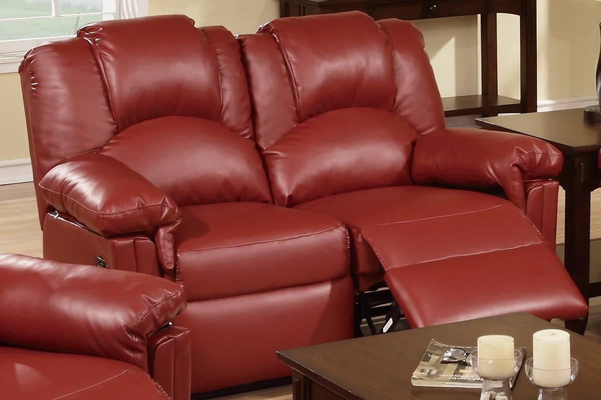 Contemporary, Modern Motion Loveseat F6677 F6677 in Red Bonded Leather