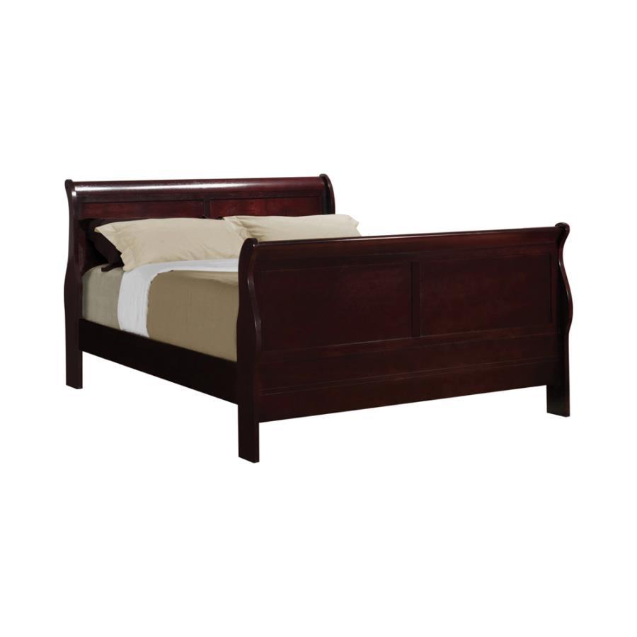 

    
Traditional Red Brown Solid Hardwood Queen Bedroom Set 3pcs Coaster 203971Q Louis Philippe
