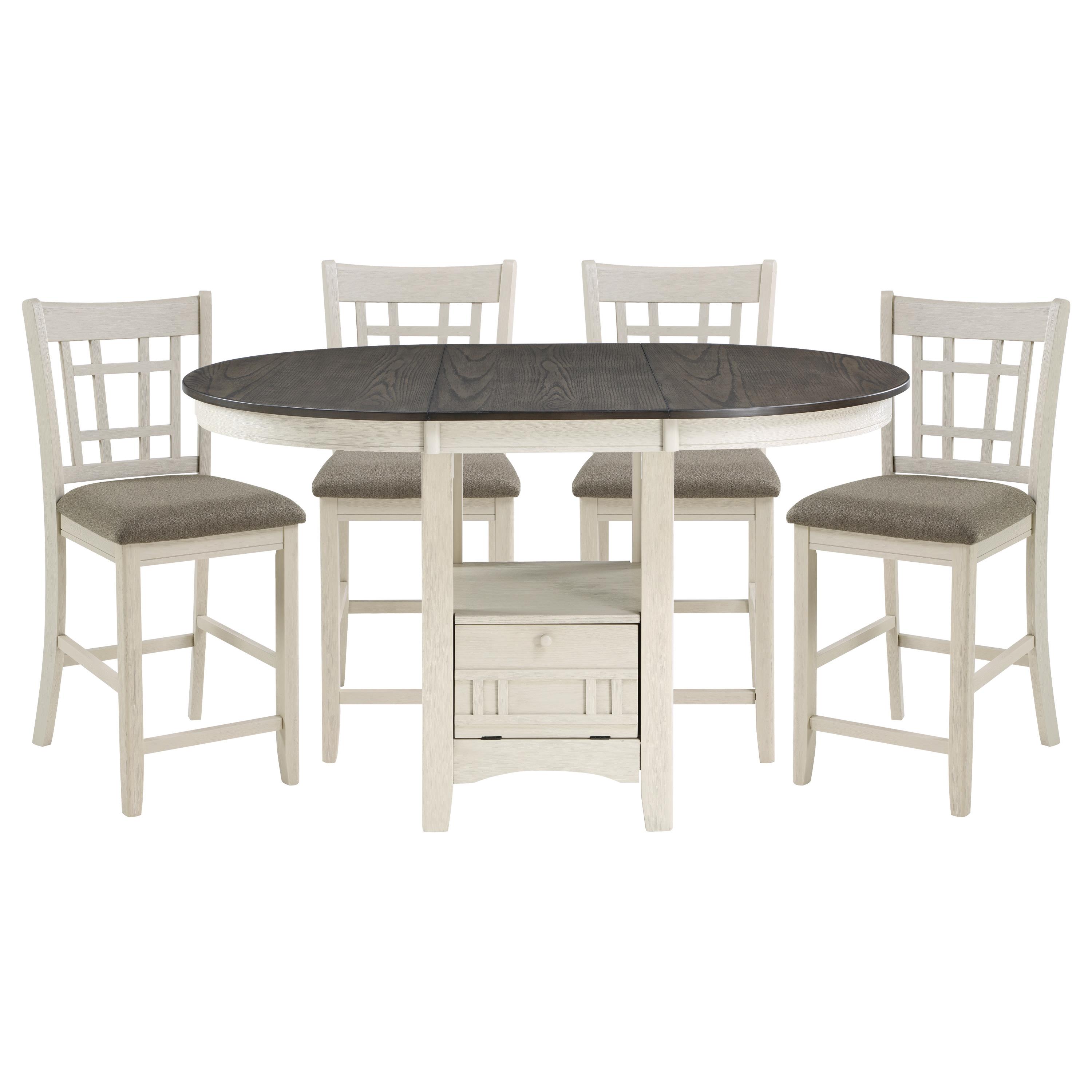 Traditional Counter Height Set 2423W-36*5 Junipero 2423W-36*5 in Antique White Polyester