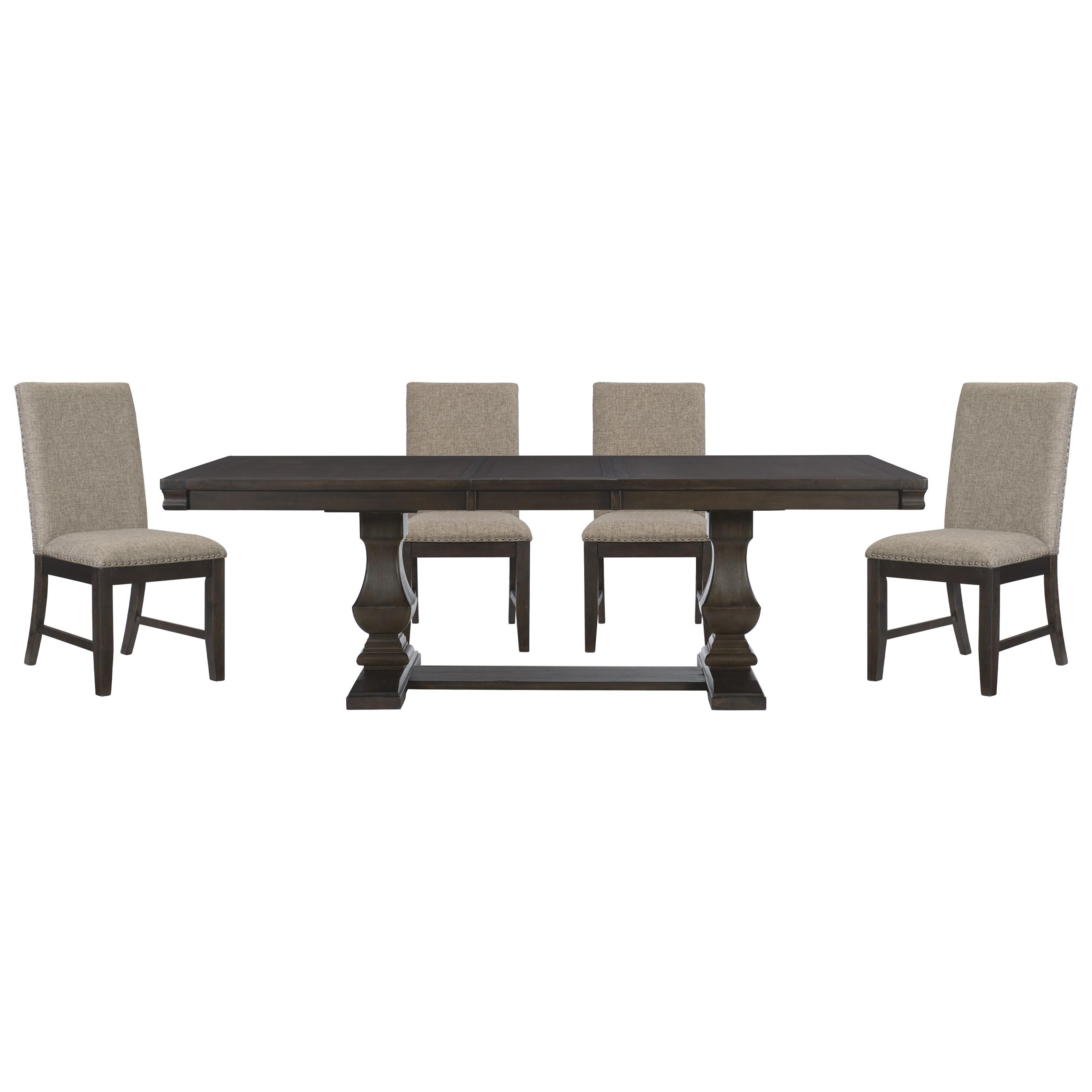 Traditional Dining Room Set 5741-94*5PC Southlake 5741-94*5PC in Rustic Brown Polyester