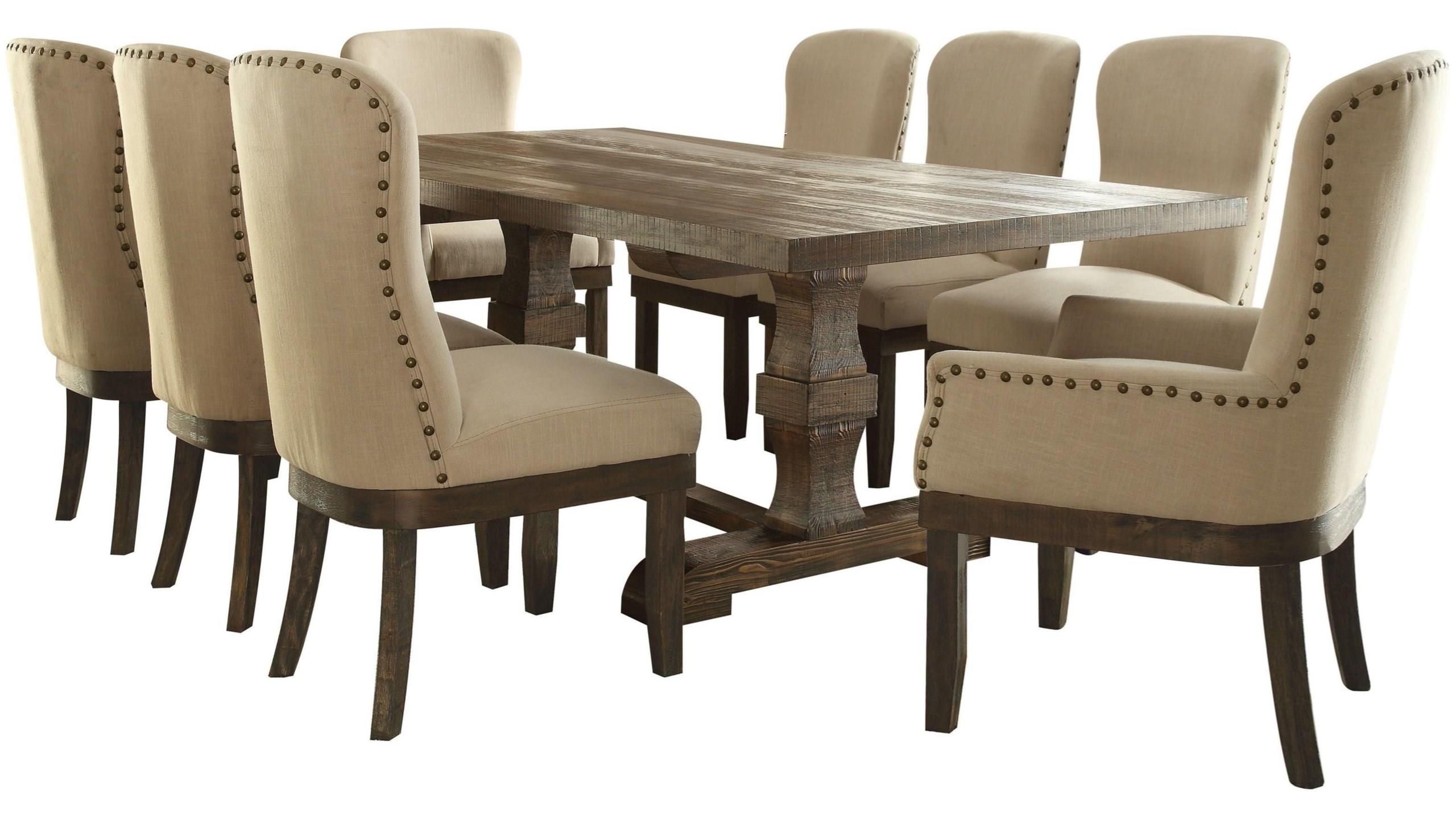Traditional, Rustic Dining Room Set Landon 60737-7pcs in Brown Linen