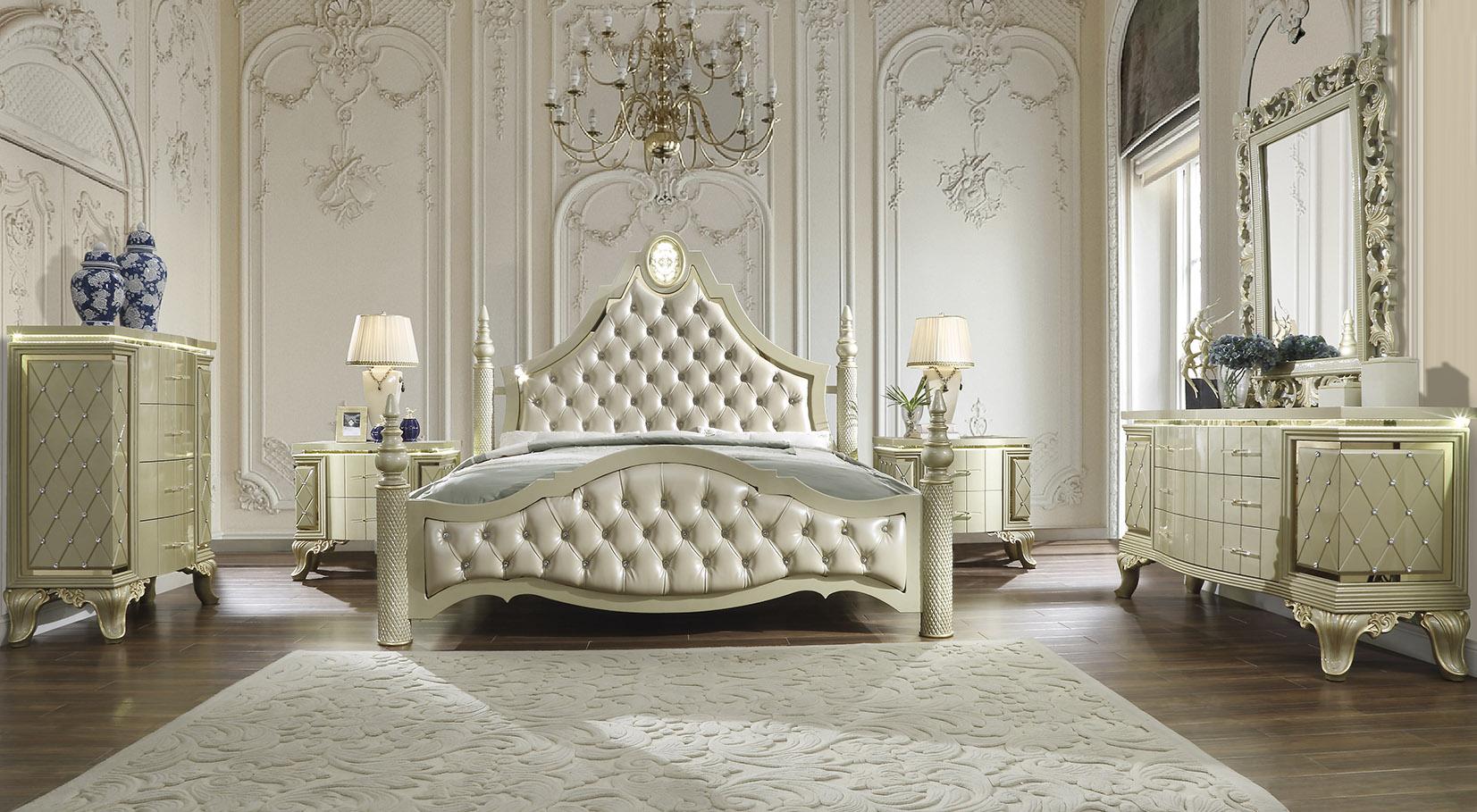 

    
Traditional Satin Gold Finish CAL King Bedroom Set 5Pcs Homey Design HD-8092
