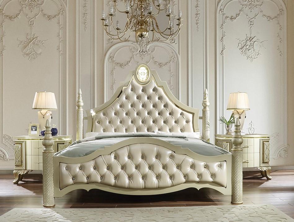 

    
Traditional Satin Gold Finish CAL King Size Bed Homey Design HD-8092

