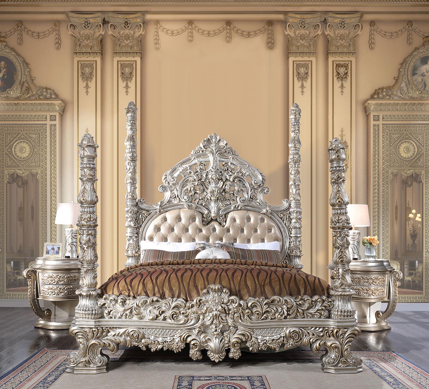 

    
Traditional Silver & Bronze Wood King Bed Set 6PCS Homey Design HD-1811-EK-6PCS
