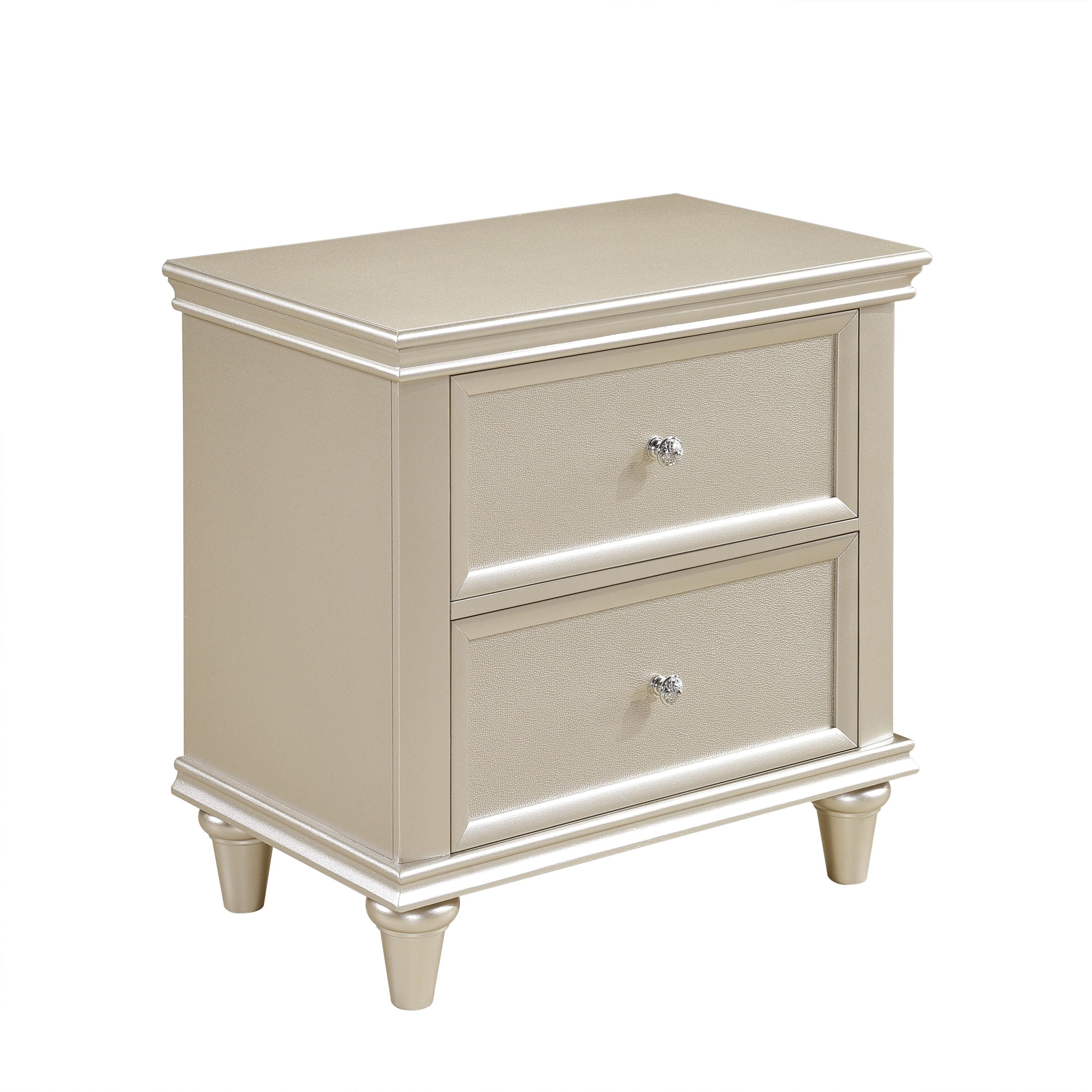 Traditional Nightstand 1928-4 Celandine 1928-4 in Off-White, Silver 