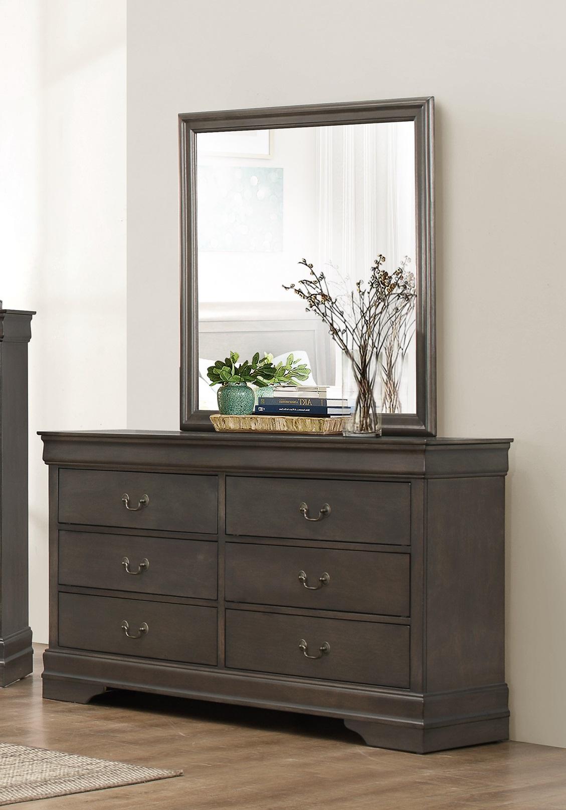 Traditional Dresser w/Mirror 2147SG-5*6-2PC Mayville 2147SG-5*6-2PC in Gray 