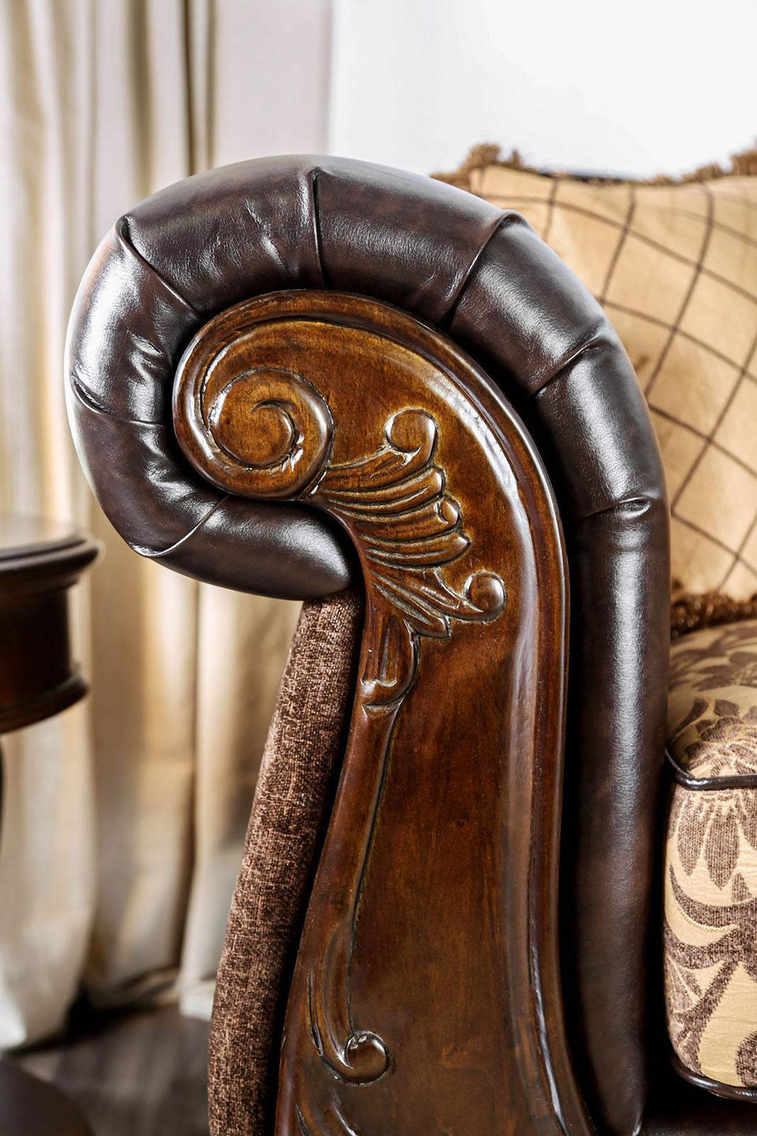 

                    
Buy Traditional Tan & Dark Brown Living Room Set 5pcs Furniture of America Quirino & Centinel
