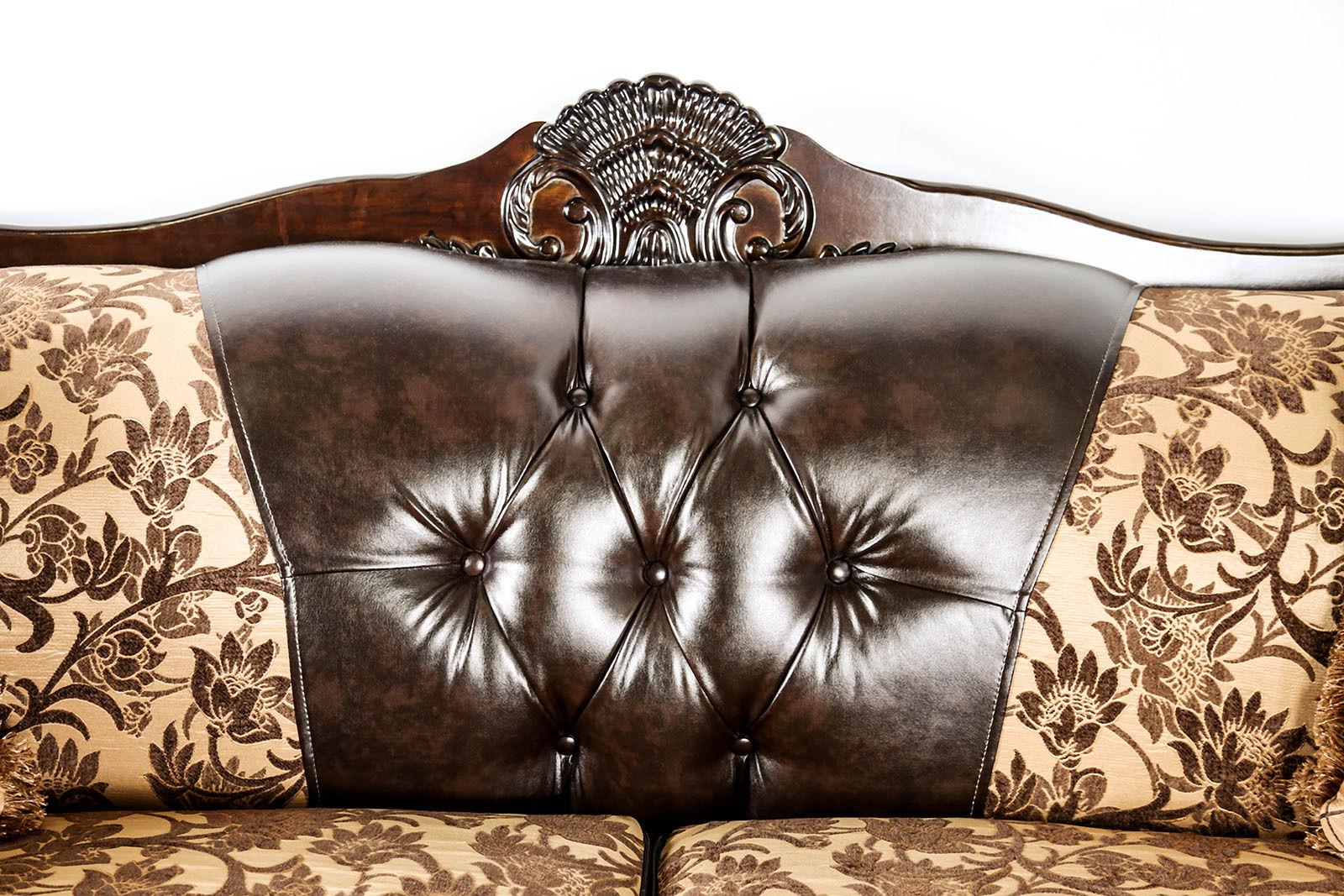 

    
 Order  Traditional Tan & Dark Brown Living Room Set 5pcs Furniture of America Quirino & Centinel
