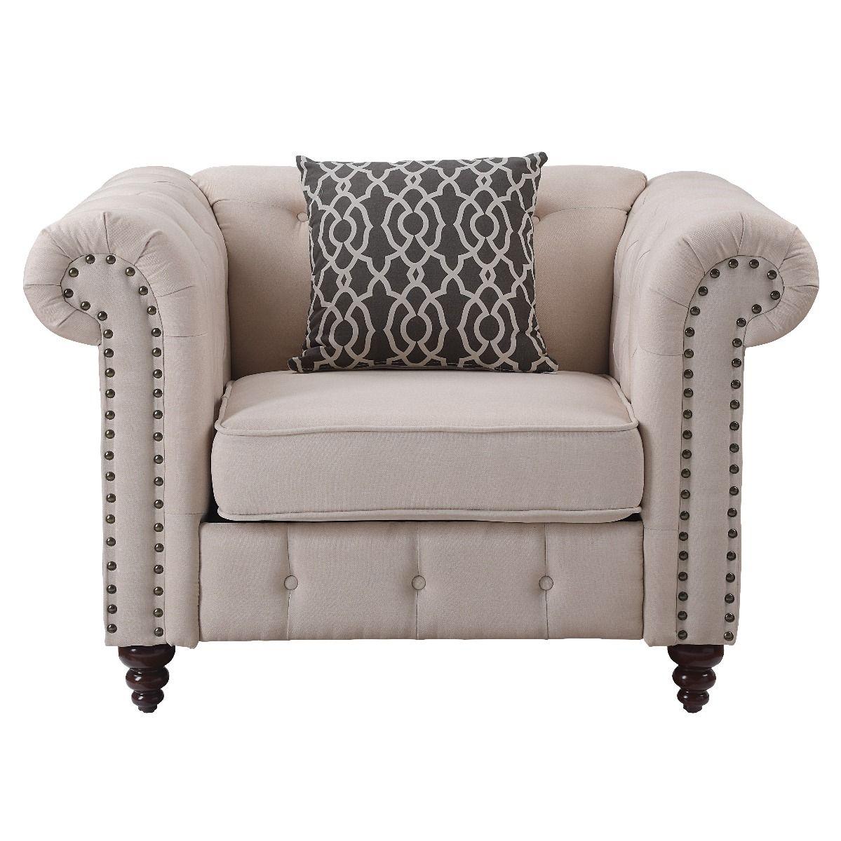Traditional,  Vintage Chair Aurelia 52422 in Tan Linen